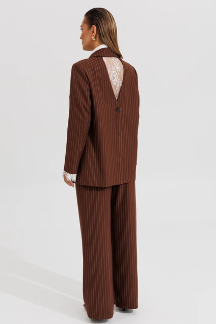 Костюм брючный 646 белый + теракот Zigzag Style