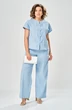 Костюм брючный 217 голубой AVA fashion