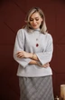Костюм с юбкой 1284 серый + клетка Anastasia фото 5