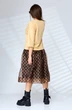 Костюм с юбкой 1071 песочный + кофейный Anastasia