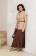 Костюм с юбкой 1347 бежевый-шоколад Anastasia фото 5