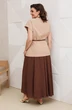 Костюм с юбкой 1347 бежевый-шоколад Anastasia фото 2