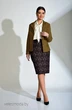 Костюм с юбкой 571 темная горчица Anelli