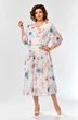 Платье 2463 белый + принт цветы Элль-стиль