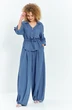 Костюм брючный 716 голубой меланж Euro Moda