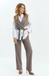 Костюм брючный 773 бежевый + белый Euro Moda
