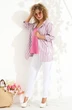 Костюм брючный 414 белый + розовый Euro Moda