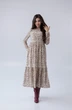 Платье 1084 молочный + зеленый Ivera collection
