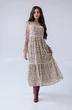 Платье 1084 молочный + зеленый Ivera collection