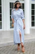 Платье 1124 голубой + белый Ivera collection