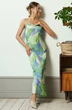 Платье 1125L зеленый + синий Ivera collection