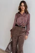 Блузка 5105L зеленый + терракотовый Ivera collection