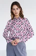Блузка 5105L молочный + винный + бежевый Ivera collection