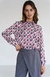 Блузка 5105L молочный + винный + бежевый Ivera collection