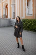 Платье 240-22 черный в коричневый принт KRASA