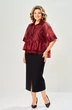 Костюм с платьем 8062-6 бордовый-черный KaVari plus size