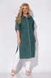 Костюм брючный 1306 БРл серозел + светлый Liliana-style