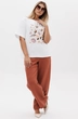Костюм брючный 3157 белый + терракот Ma cherie