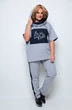 Костюм брючный 1227 серый + синий Michel Chic