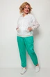 Костюм брючный 1240 белый+зелёный Michel Chic