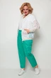 Костюм брючный 1240 белый+зелёный Michel Chic