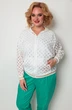 Костюм брючный 1240 белый+зелёный Michel Chic
