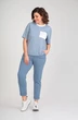 Костюм брючный 1331 белый + голубой Michel Chic