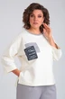 Костюм брючный 1360 молочный + серый Michel Chic