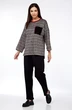 Костюм брючный 1360 черный + бордовый Michel Chic