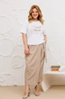 Костюм с юбкой 1376 белый + бежевый Michel Chic