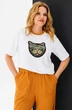 Костюм брючный 1383 белый + рыжий Michel Chic