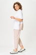 Костюм брючный 1414 белый + бежевый Michel Chic