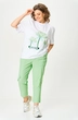 Костюм брючный 1414 белый + салатовый Michel Chic