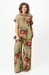 Костюм брючный 1426 хаки + цветы Michel Chic