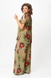 Костюм брючный 1426 хаки + цветы Michel Chic