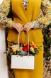 Костюм с юбкой 2538 горчица + цветы Мода-Юрс