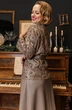 *Костюм с юбкой 2718-3 темный беж + пайетки Мода-Юрс