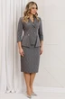 Костюм с юбкой 26-2768 серый жаккард Мода-Юрс