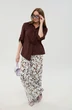 Костюм брючный 981-6 шоколад и листья мультиколор NikVa фото 5