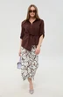 Костюм с юбкой 980-6 шоколад и  листья мультиколор NikVa фото 4