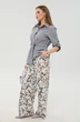 Костюм брючный 981-8 серый и листья мультиколор NikVa фото 2