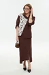 Костюм с юбкой 975-4 шоколад + листья мультиколор NikVa