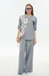 Костюм брючный 978-3 серый + листья мультиколор NikVa фото 4