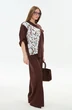 Костюм брючный 978-4 шоколад + листья мультиколор NikVa фото 4
