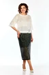 Костюм с юбкой 413 молочный+зеленый Ольга Стиль фото 3