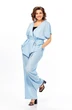 Костюм брючный 1023 голубой + полоска Ольга Стиль