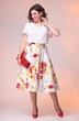 Костюм с юбкой 2-2389 белый + красно-желтый Romanovich style