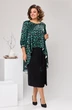Костюм с платьем 3-2550 чёрный + зелёный Romanovich style
