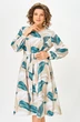 Платье 885-2 бежевый + голубой принт Swallow