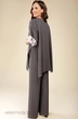 Пончо 1285 графит+листики на голубом TEFFI Style
